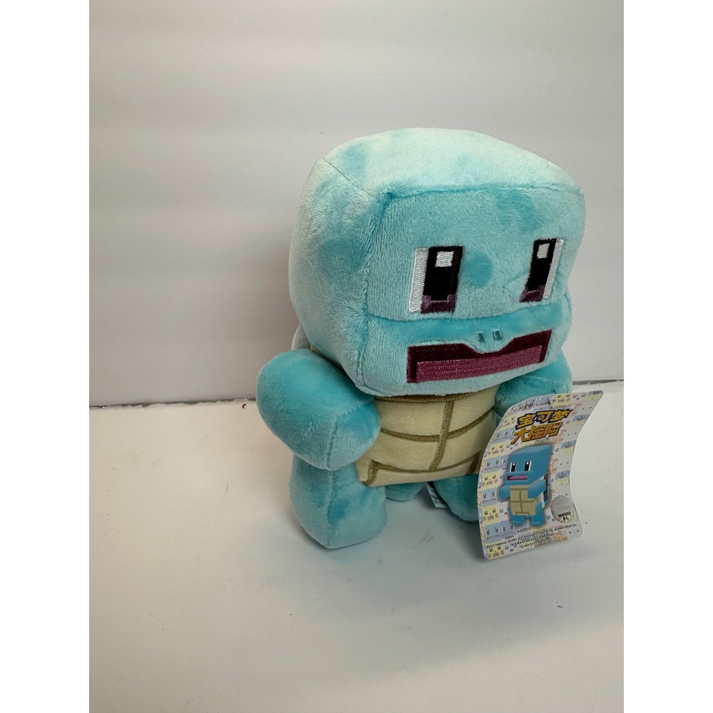 Pokemon Quest Squirtle Plush Blocky Voxel Style Blue Stuffed Toy Nintendo